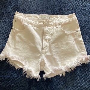White Jean Shorts- Raw Hem